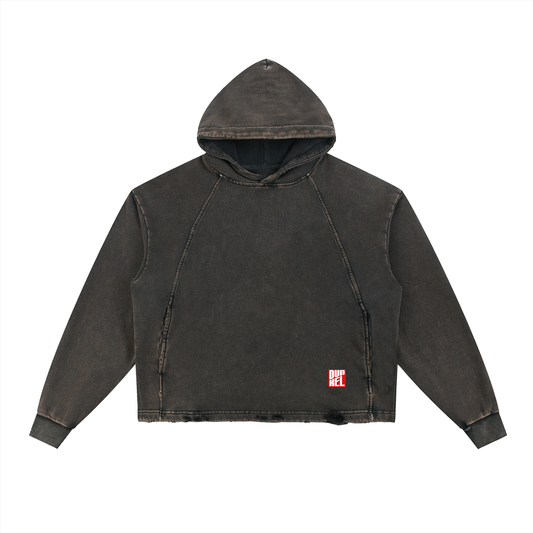 Vintage Washed Frayed-Hem Hoodie