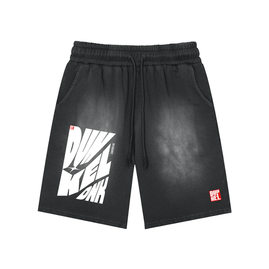 Rectangle Patch Monkey Washed Shorts