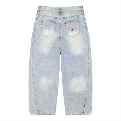 Men's Vintage Wash Sunfade Barrel Leg Jeans