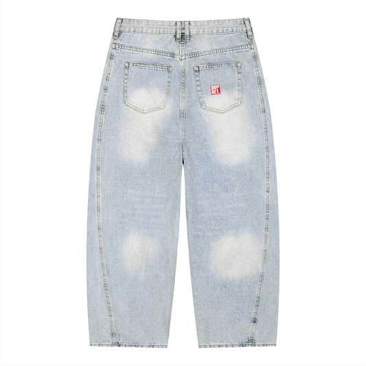 Men's Vintage Wash Sunfade Barrel Leg Jeans