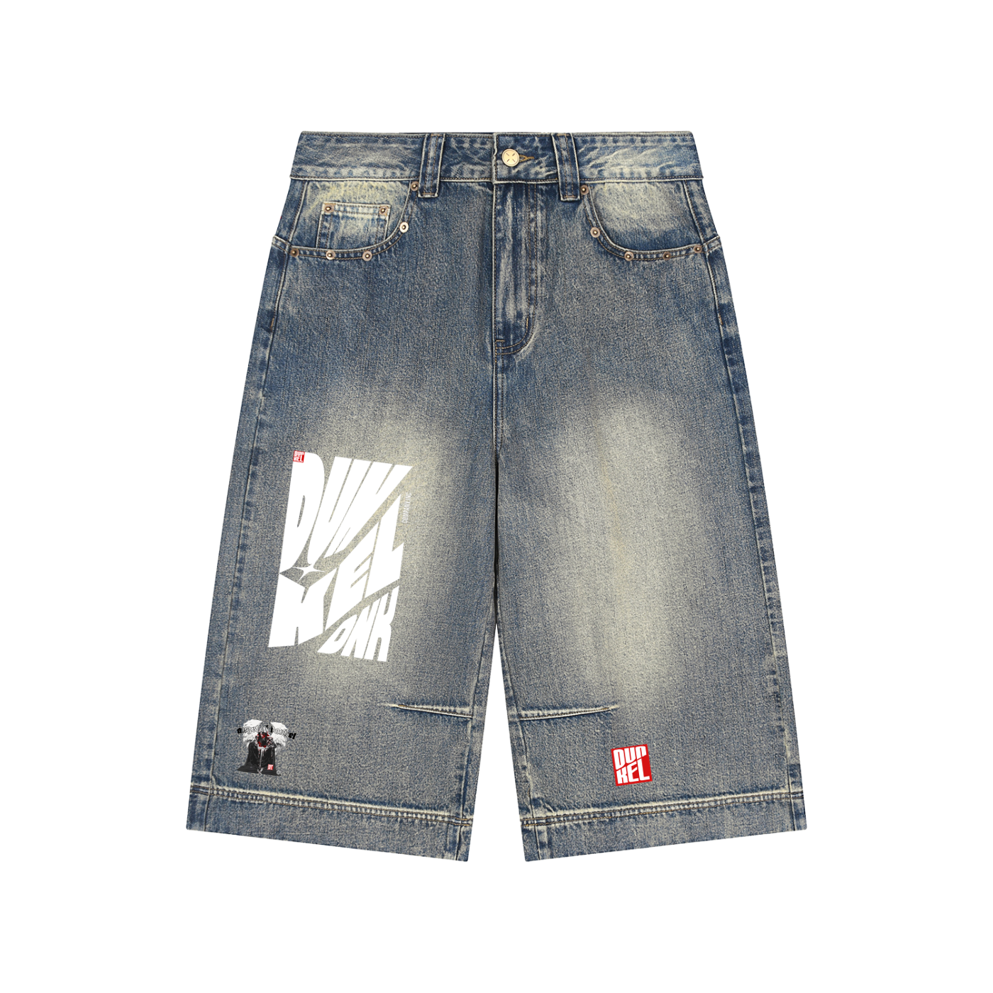 Vintage Wash Baggy Denim Shorts