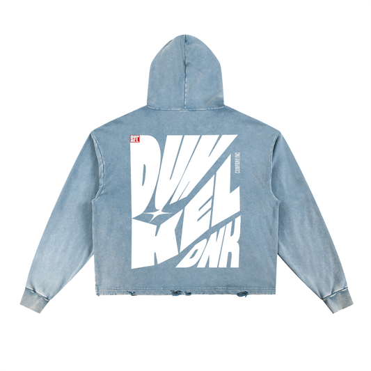 Vintage Washed Frayed-Hem Hoodie